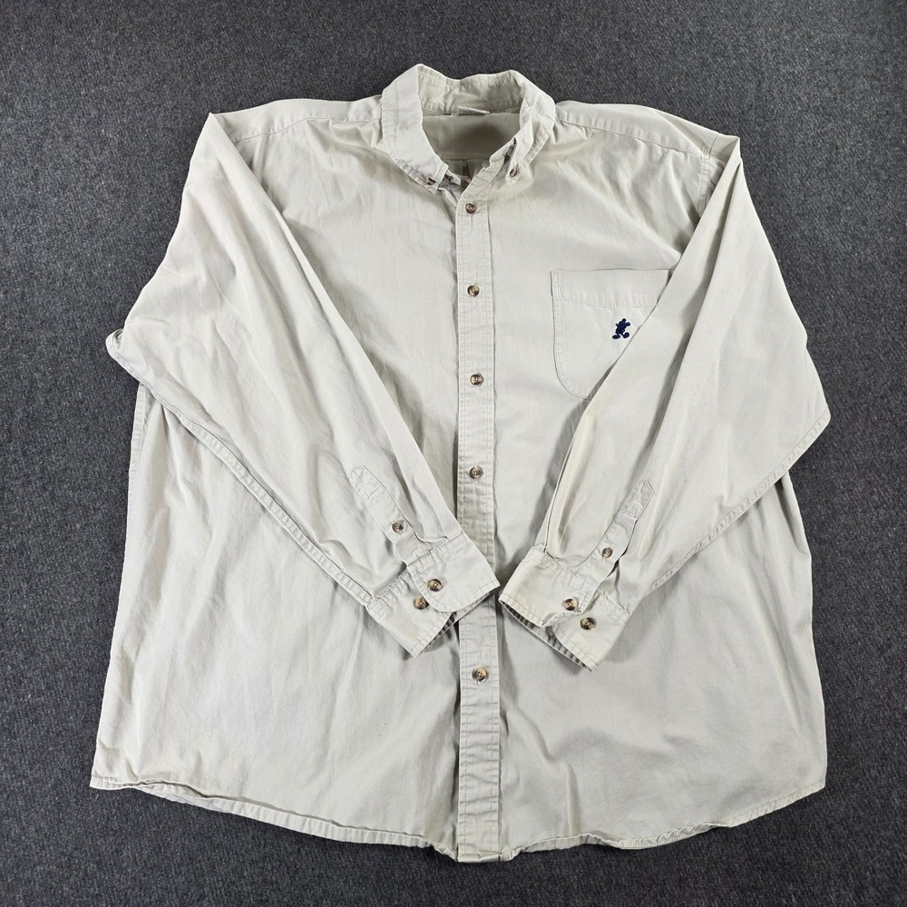 Walt Disney World Men's Size XXL Mickey Mouse Khaki Button Down Last Disney Tag - Picture 2 of 11
